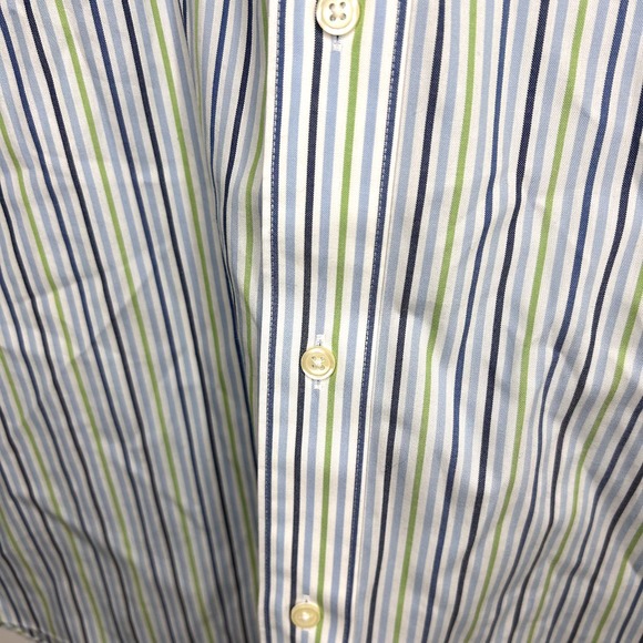Eddie Bauer Button Down Shirt Mens XL Blue Green Stripes Easter Spring Dressy - Picture 10 of 15